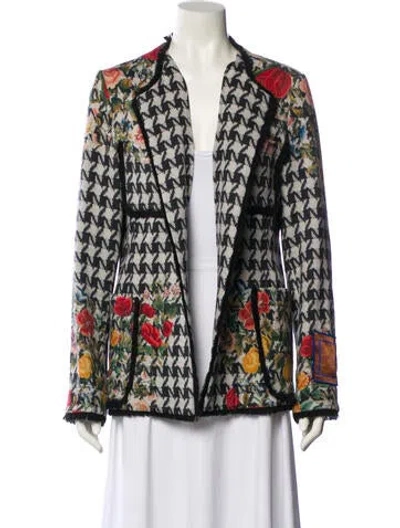 Pre-owned Pierre-louis Mascia Wool Plaid Print Blazer In White