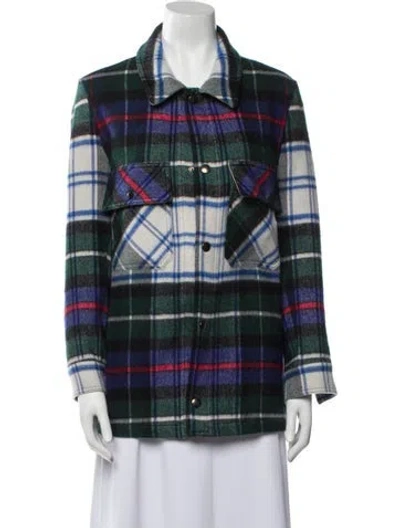 Pre-owned Pierre-louis Mascia Wool Plaid Print Jacket In Blue