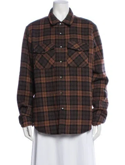 Pre-owned Pierre-louis Mascia Wool Plaid Print Jacket W/ Tags In Brown