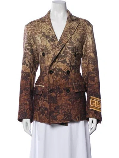 Pre-owned Pierre-louis Mascia Wool Printed Blazer W/ Tags In Brown