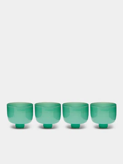 Pierrot Doremus Hand-blown Glass Ice Cream Bowls (set Of 4) In Green