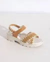 Piesanto Women's Crochet Sandals In Tan In Multi