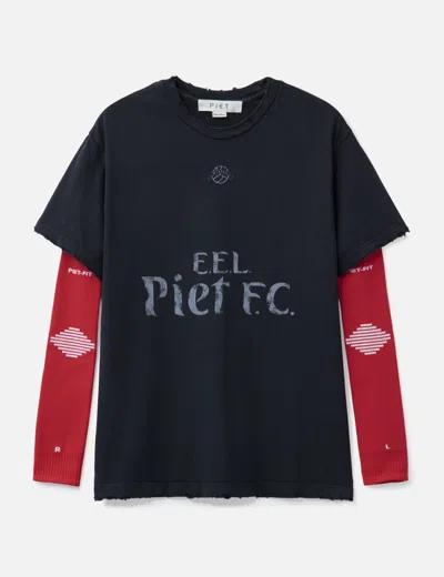 Piet F.c. Knitted Sleeve T-shirt In Black