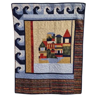 Pre-owned Piet Mondrian Mid Century Patch Work Wall Hanging Quilt, Netherlands 1960s In Gray