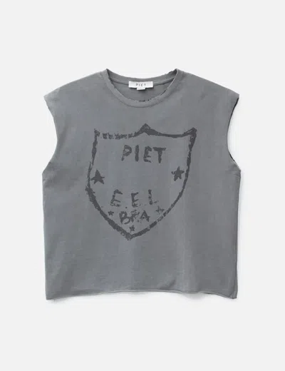 Piet Oversized Raw Edge Sleeveless T-shirt In Gray