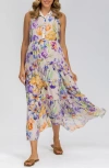 Pietro Brunelli Floral Print Button-up Sleeveless Maxi Maternity Dress In Light/pastel Purple