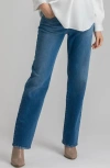 Pietro Brunelli High Waist Straight Leg Maternity Jeans In Medium Blue