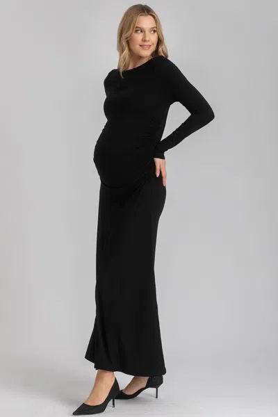 Arianna | Black Maternity Dress In Soft Bamboo Jersey from Pietro Brunelli