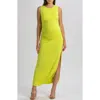 Pietro Brunelli Maternity Maternity Sleeveless Side-ruched Blossom Maxi Split Dress In Green