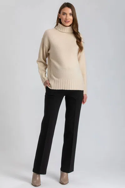 Pietro Brunelli Maternity Comfy Leo | Pantaloni Premaman In Punto Milano A Gamba Dritta In Neutral