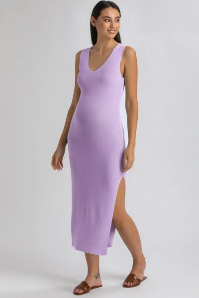 Pietro Brunelli Maternity Dalia | Fitted Purple Maternity Dress With V-neck