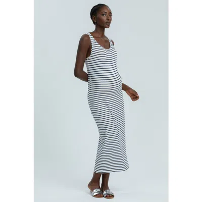 Pietro Brunelli Maternity Formentera Striped Maternity Tank Dress In Big Blue Stripe