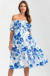 Pietro Brunelli Maternity Lola Q168 | Printed Off-the-shoulder Maternity Dress In Blue