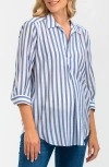 Pietro Brunelli Maternity Long Sleeve Johnny Collar Shirt In Navy