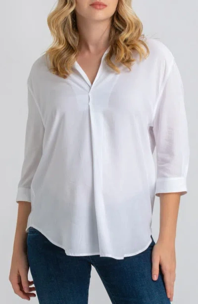 Pietro Brunelli Maternity Long Sleeve Johnny Collar Shirt In White