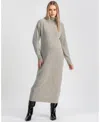 Pietro Brunelli Maternity Maternity Cozy Turtleneck Sweater Gressoney Maxi Dress In Gray