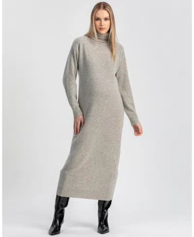 Pietro Brunelli Maternity Maternity Cozy Turtleneck Sweater Gressoney Maxi Dress In Gray