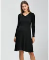 Pietro Brunelli Maternity Maternity Flared Knee-length Bianca Dress With V-neck In Black