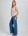 Pietro Brunelli Maternity Maternity High-waist Elastic Band Wide-leg Jeans In Medium Light St