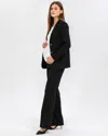 Pietro Brunelli Maternity Maternity Linen Mix Textured Elastic Waist Flared Robert Trousers In Black