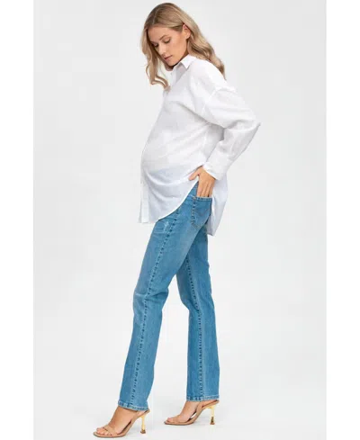 Pietro Brunelli Maternity Maternity Pietro Brunelli Extra Length Straight Jeans In Light Stoned Wash