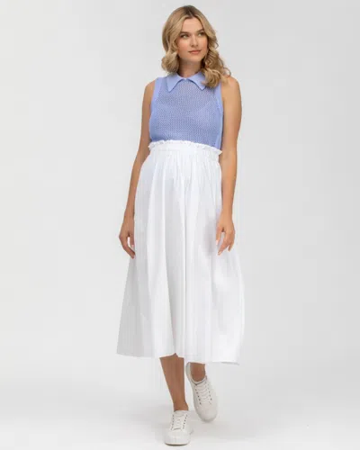 Pietro Brunelli Maternity Maternity Poplin Hidden Pocket Midi Olivia Skirt In Optical White