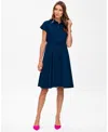 Pietro Brunelli Maternity Maternity Poplin Nursing Friendly Button-front Drawstring Viola Shirt Dress In Dark Blue