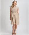 Pietro Brunelli Maternity Maternity Poplin Nursing Friendly Button-front Drawstring Viola Shirt Dress In Sand