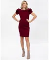 Pietro Brunelli Maternity Maternity Sheath Capri Dress With Rose Sleeve Detail In Burgundy