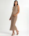 Pietro Brunelli Maternity Maternity Sleeveless Crochet Knit Fitted Maxi Hibiscus Dress In Metal Shining