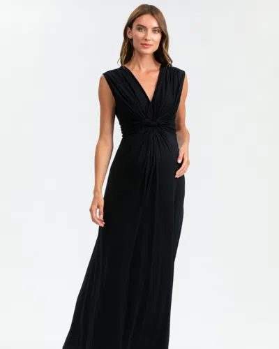 Pietro Brunelli Maternity Maternity Sleeveless Knot Detail V-neck Nursing Papaver Dress In Black