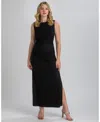 Pietro Brunelli Maternity Maternity Sleeveless Side-ruched Blossom Maxi Split Dress In Black