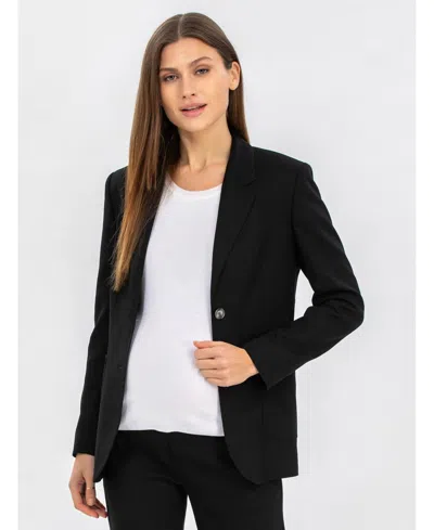 Pietro Brunelli Maternity Maternity Tailored Linen Mix Textured Harper Blazer In Black