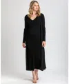 Pietro Brunelli Maternity Maternity Viscose Knit Side Slits Maxi Tulip Cardigan In Black