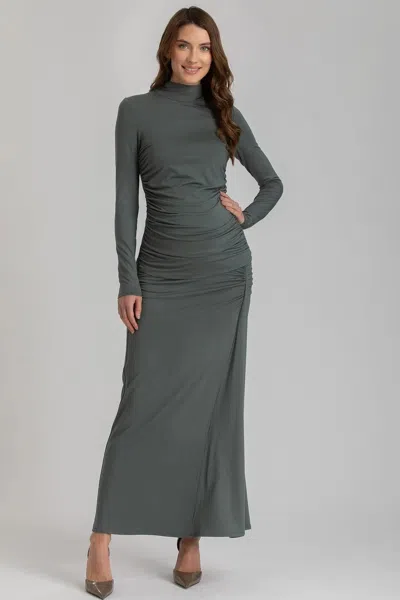 Pietro Brunelli Maternity Nike | Gonna Maxi Premaman Verde Con Arricciature In Morbido Bambù In Gray
