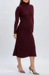 Pietro Brunelli Maternity Perla Maternity Sweater Dress In Burgundy