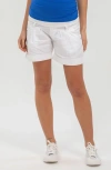 Pietro Brunelli Maternity Pleated Linen & Cotton Maternity Shorts In White
