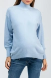 Pietro Brunelli Maternity Maternity Relaxed Turtleneck Regina Sweater With Long Sleeves In Blue