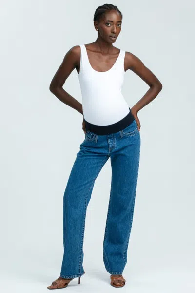 Pietro Brunelli Maternity Regular Straight Leg Maternity Jeans In Medium Stoned