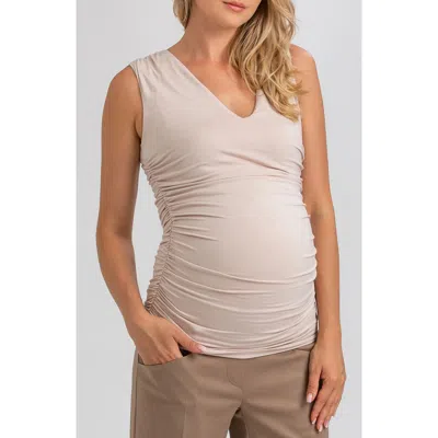 Pietro Brunelli Maternity Ruched V-neck Maternity Tank In Beige