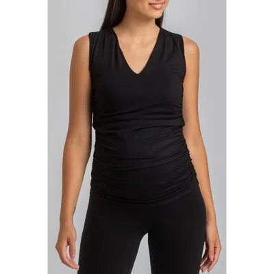 Pietro Brunelli Maternity Ruched V-neck Maternity Tank In Black
