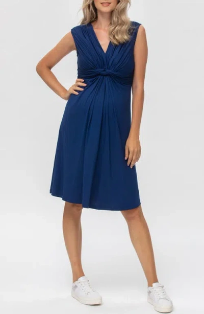 Pietro Brunelli Maternity Sleeveless V-neck Maternity Dress In Blue