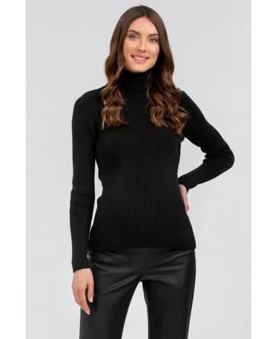 Pietro Brunelli Maternity Maternity Long Sleeve Turtleneck Rib Knit Jumper Aurora In Black
