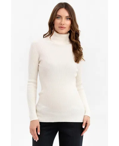 Pietro Brunelli Maternity Maternity Long Sleeve Turtleneck Rib Knit Jumper Aurora In Cream White