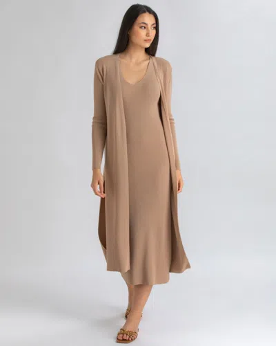 Pietro Brunelli Milano Women's Form-fitting & Side Slits Maxi Tulip Cardigan In Moonlight Rock