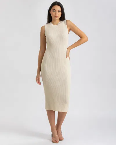 Pietro Brunelli Milano Women's Sleeveless Fitted Ribbed Pattern Iris Dress In Pannacotta