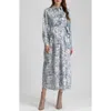 Pietro Brunelli Print Long Sleeve Maternity Dress In Dark Blue