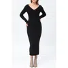 Pietro Brunelli Rib Long Sleeve Maternity Midi Sweater Dress In Black