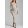 Pietro Brunelli Rib Long Sleeve Maternity Midi Sweater Dress In Light Beige