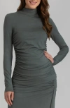 Pietro Brunelli Ruched Moc Neck Maternity T-shirt In Medium Green